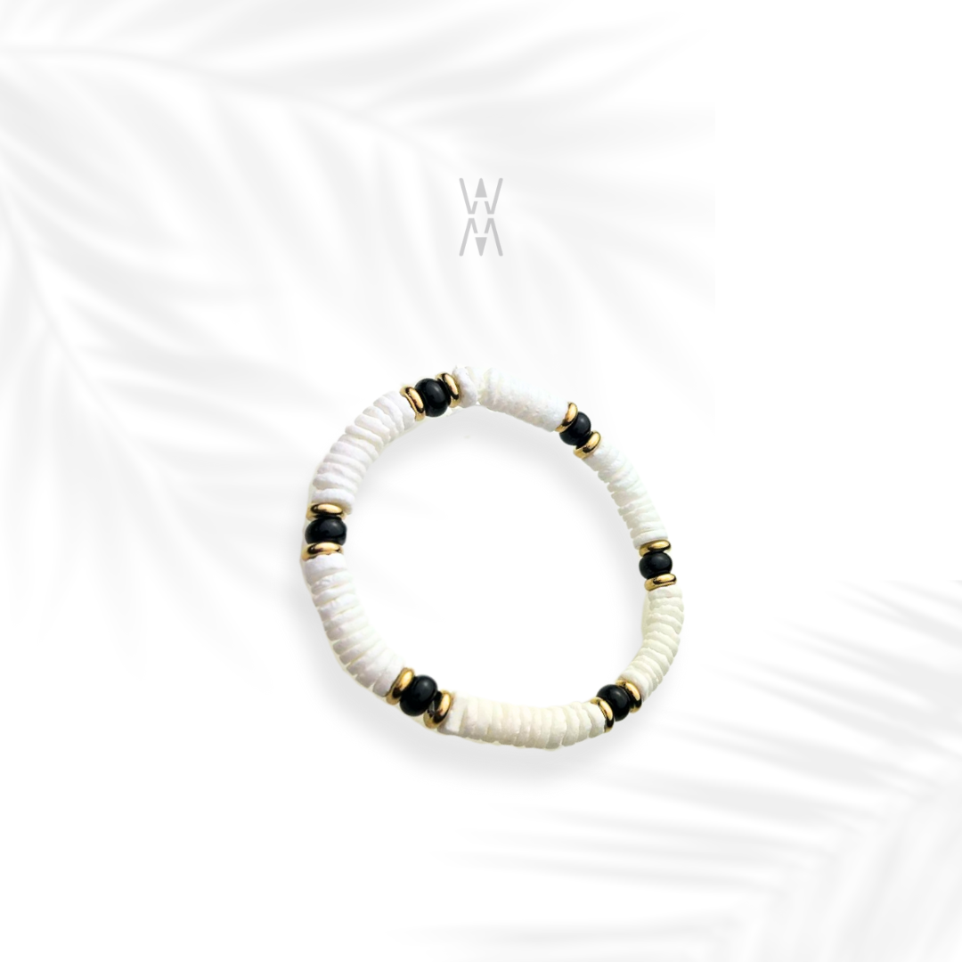 Imani | Black and gold Heishi pearl bracelet