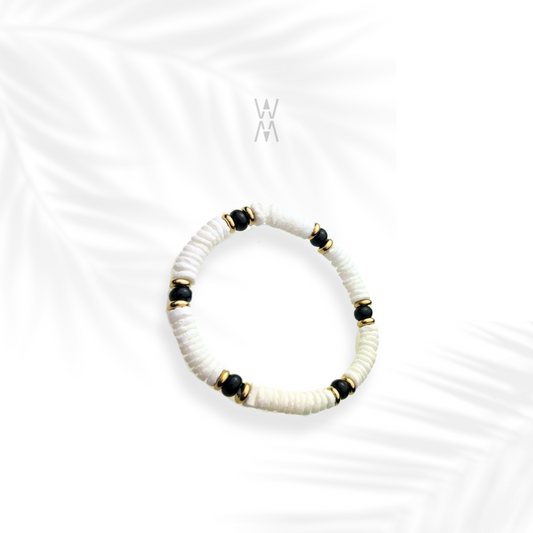 Imani | Black and gold Heishi pearl bracelet