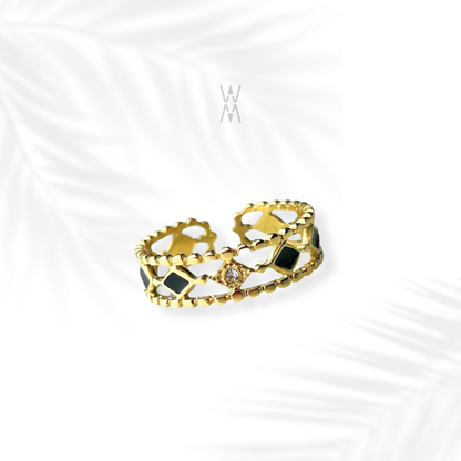 Kunda | Adjustable golden stainless steel ring 