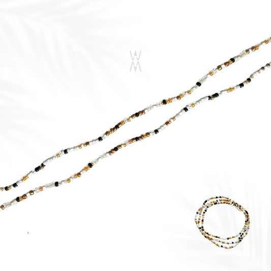 BAYA BIN BIN | Perles blanches, dorées, noires