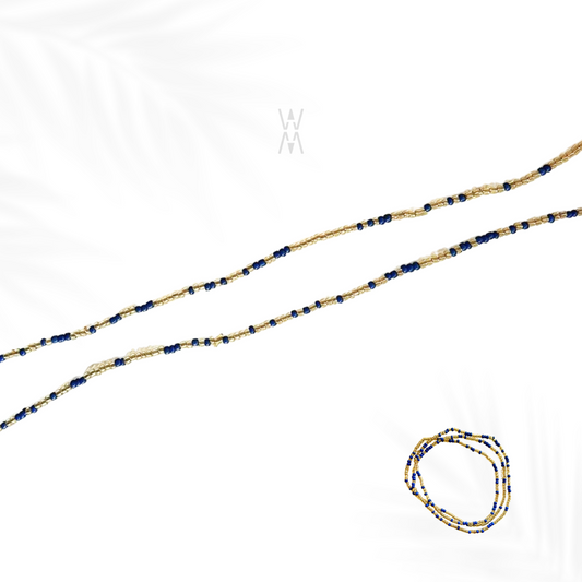 BAYA BIN BIN | Perles bleues et dorées translucides