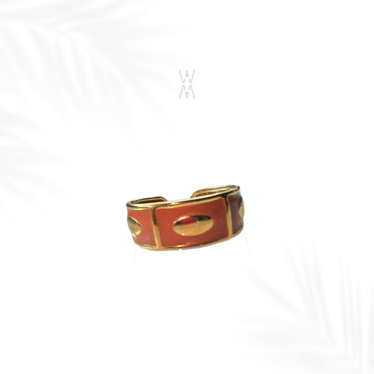 Sanaa | Bague terracota/dorée en acier inoxydable