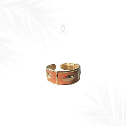Sanaa | Bague beige/dorée en acier inoxydable