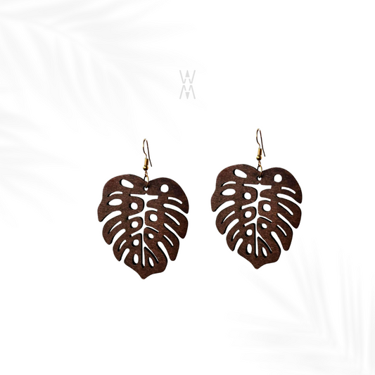 Tropical | Cadeau boucles d'oreilles marrons façon bois